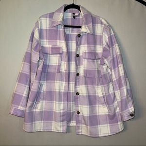 H&M lilac and white buffalo check shirt jacket size medium